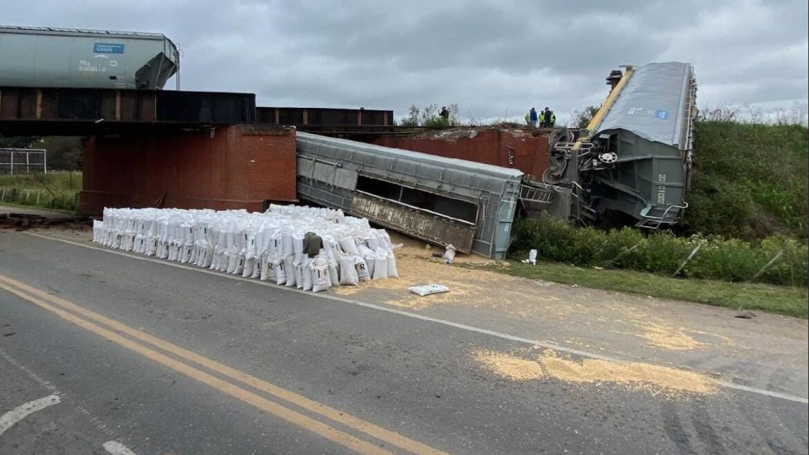 Un puente ferroviario colapsó en Rosario y vagones de un tren cayeron al vacío